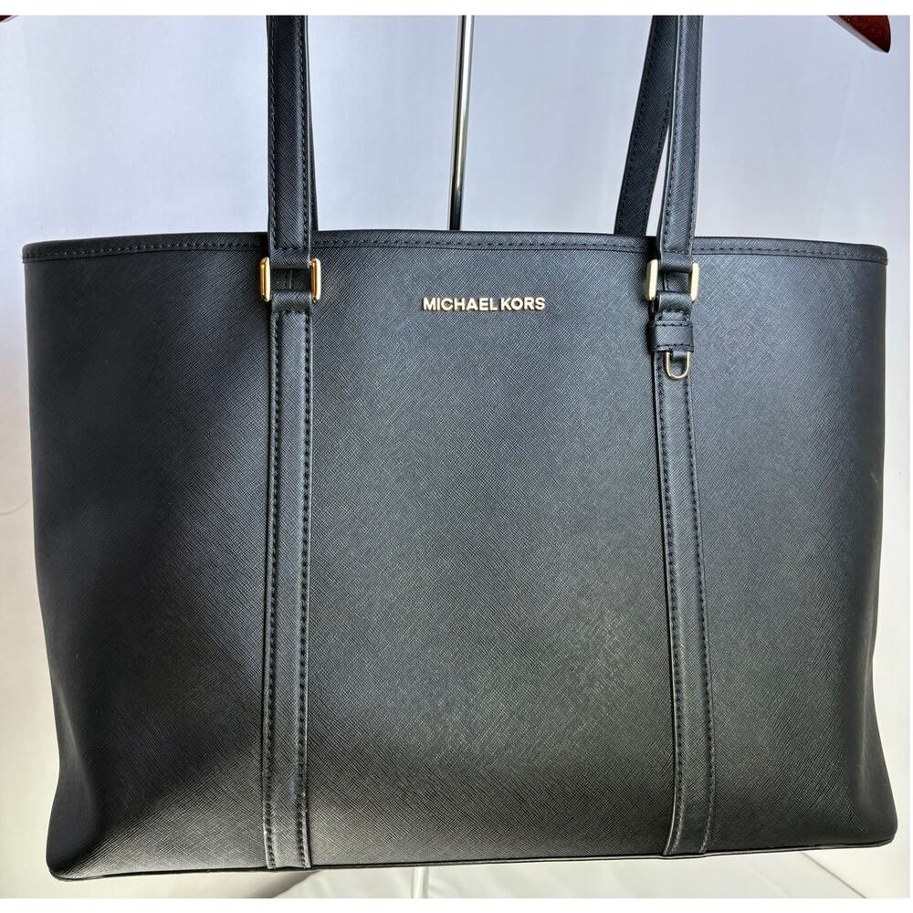 Michael Kors Black Saffiano Leather Tote Bag Large Shoulder Purse